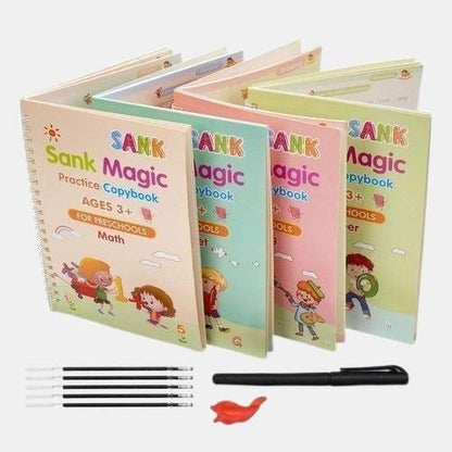 Magic Practice Copybook (4 BOOKS,1 PEN,1 GRIP,10 REFILL)
